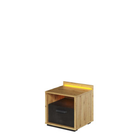 Qubic 10 Bedside Cabinet With LED - Oak Artisan 45cm